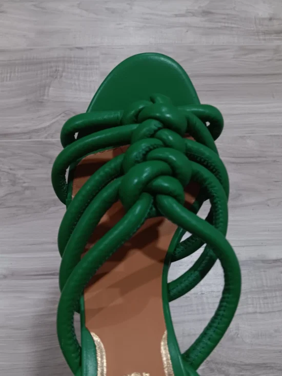 Sézane Editions Women's Deborah Leather Sandals Vibrant Green 7 - Picture 12 of 14